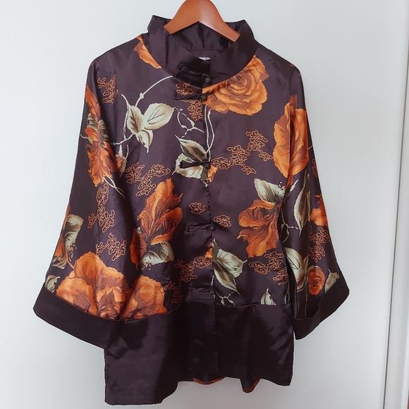 Oversized vintage satin jacket🏵️🌿 - Picture 2 of 10